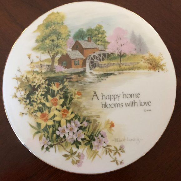 Three Pastoral Scene, by Robert LAESSIG Hand-painted Plaque/Hanging with Clips - Picture 1 of 6